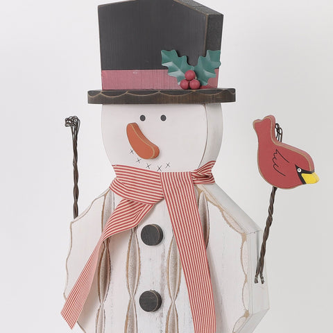 24" Wood Snowman Christmas Decoration – Rustic Indoor/Outdoor Holiday Decor