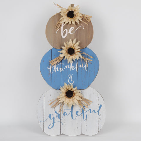 Harvest Be Thankful & Grateful Board with Sunflower Décor
