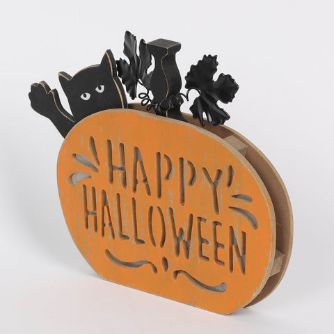 10*1*8‘’Happy Halloween Table Décor W/Lite