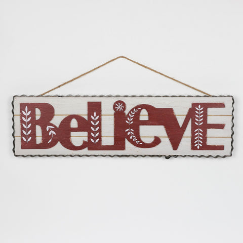 Christmas 27.5*1.0*7.75''Mdf Believe Sign Wall Hanger | Christmas Decor | Festive Holiday Decoration