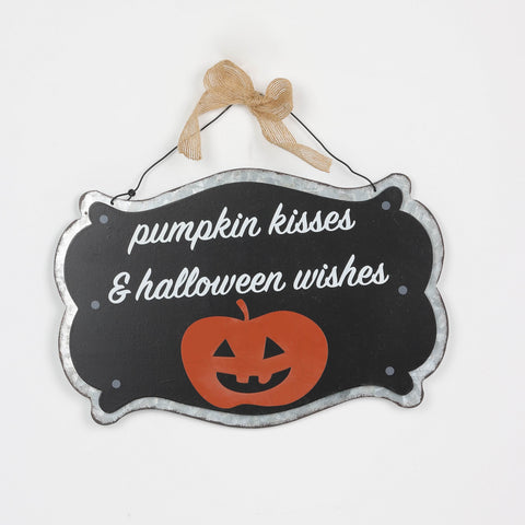 Halloween Pumpkin Kisses & Wishes Decorative Sign