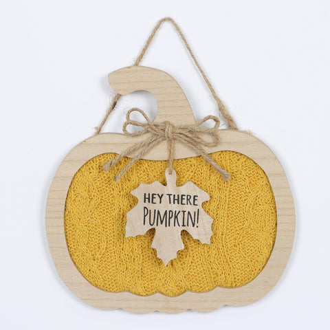 Harvest Yellow Hey There Pumpkin MDF Wall Hanger Decor
