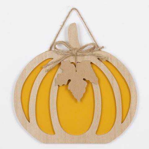 Harvest Yellow Pumpkin MDF Wall Hanger Decor