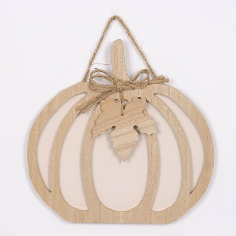 Harvest White Pumpkin MDF Wall Hanger Decor