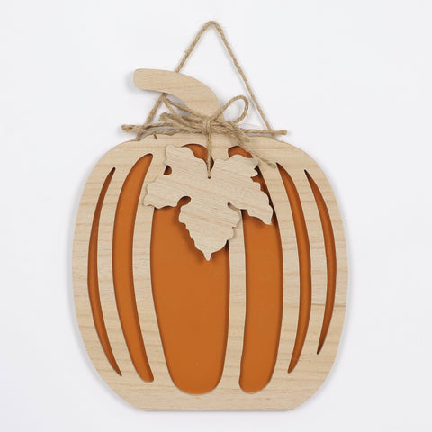 Harvest Brown Pumpkin MDF Wall Hanger Decor