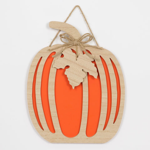 Harvest Red Pumpkin MDF Wall Hanger Decor