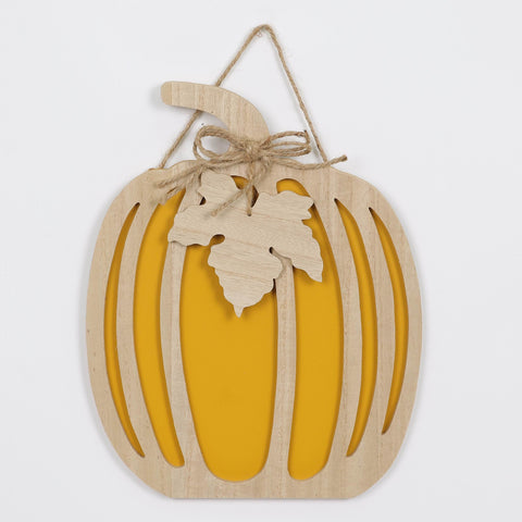 Harvest Yellow Pumpkin MDF Wall Hanger Decor