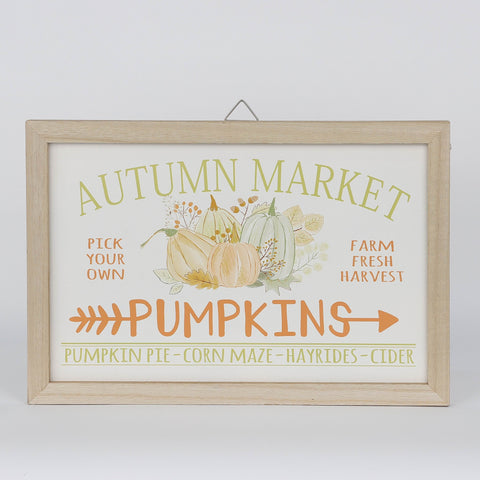 Harvest Autumn Market Pumpkins MDF Wall Hanger Décor