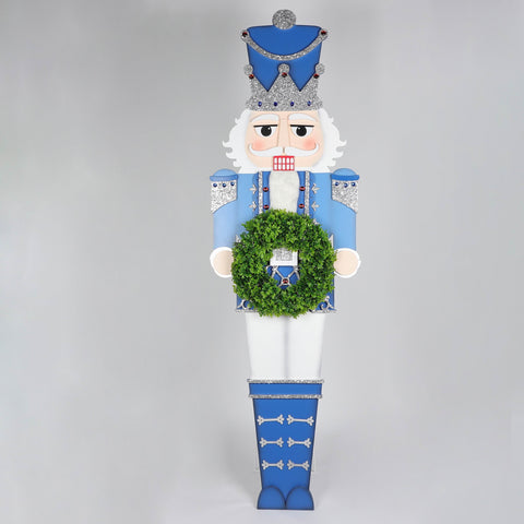 Christmas 21.0*1.0*73.0''Mdf Blue Nutcracker Décor W/Wreath | Christmas Decor | Festive Holiday Decoration