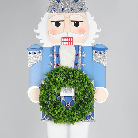 Christmas 21.0*1.0*73.0''Mdf Blue Nutcracker Décor W/Wreath | Christmas Decor | Festive Holiday Decoration