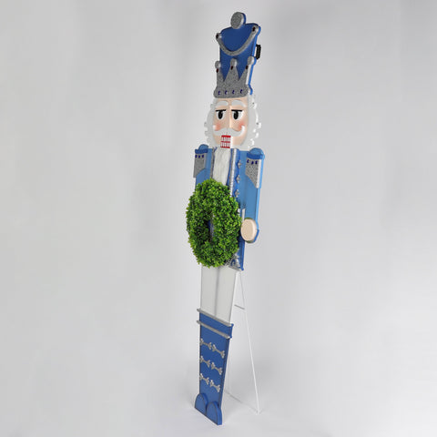 Christmas 21.0*1.0*73.0''Mdf Blue Nutcracker Décor W/Wreath | Christmas Decor | Festive Holiday Decoration