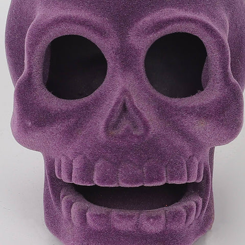 3.25*4.25*3.75'' Purple Flocking Skull Décor