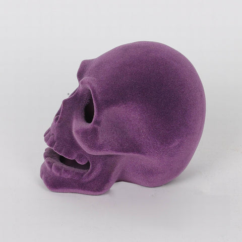 3.25*4.25*3.75'' Purple Flocking Skull Décor