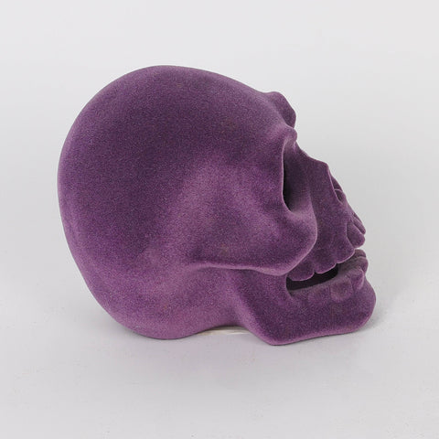 3.25*4.25*3.75'' Purple Flocking Skull Décor