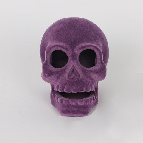 3.25*4.25*3.75'' Purple Flocking Skull Décor