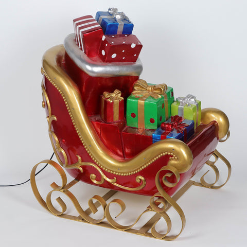 27.0'' Gold/Red Christmas Sleigh Décor - Indoor/ Outdoor Decor