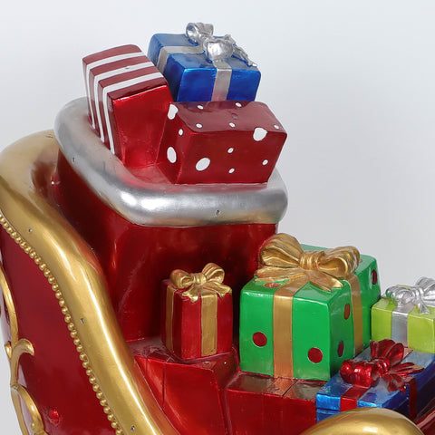 27.0'' Gold/Red Christmas Sleigh Décor - Indoor/ Outdoor Decor
