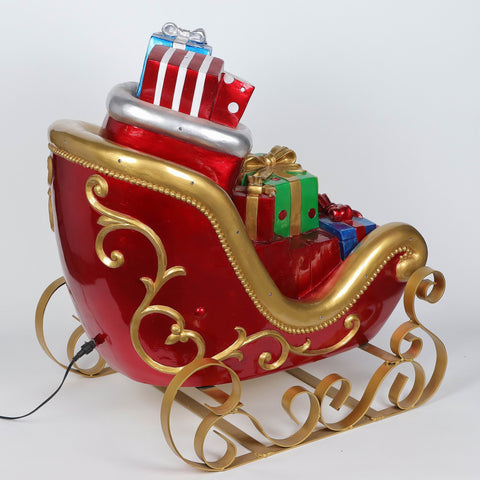 27.0'' Gold/Red Christmas Sleigh Décor - Indoor/ Outdoor Decor