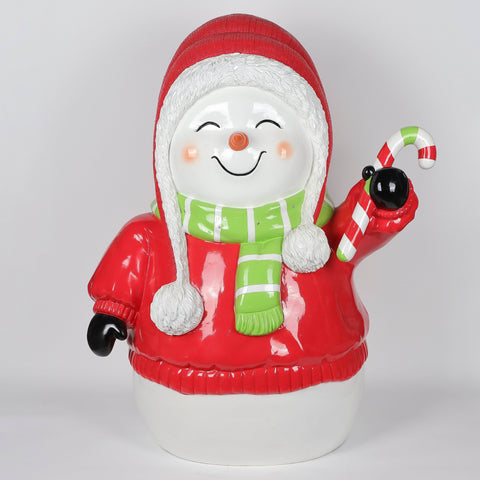Christmas 32.0*22.0*41.0'' Resin Red Coat Snowman Décor