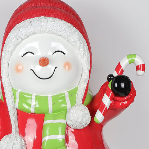 Christmas 32.0*22.0*41.0'' Resin Red Coat Snowman Décor