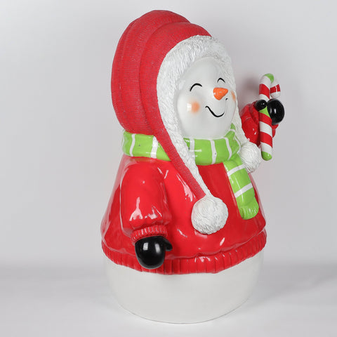 Christmas 32.0*22.0*41.0'' Resin Red Coat Snowman Décor