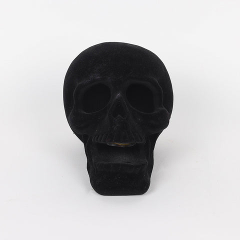 7.875*4.875*5.0''Black Flocking Skull Décor