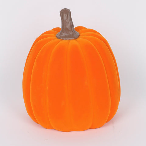 7.5*9.25''Orange Flocking Pumpkin Décor W/Lite