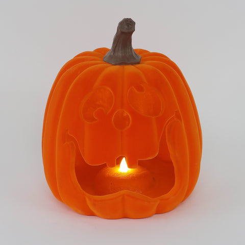 7.5*9.25''Orange Flocking Pumpkin Décor W/Lite