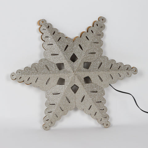Christmas 16'' Silver Star Décor W/Lite