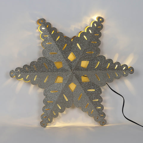 Christmas 16'' Silver Star Décor W/Lite