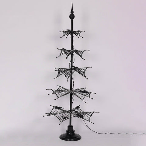 Halloween Light-Up Black Spider Net Tree Décor