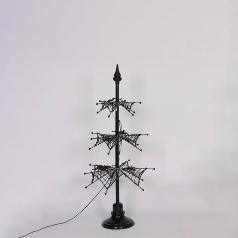 Halloween Light-Up Black Spider Net Tree Décor