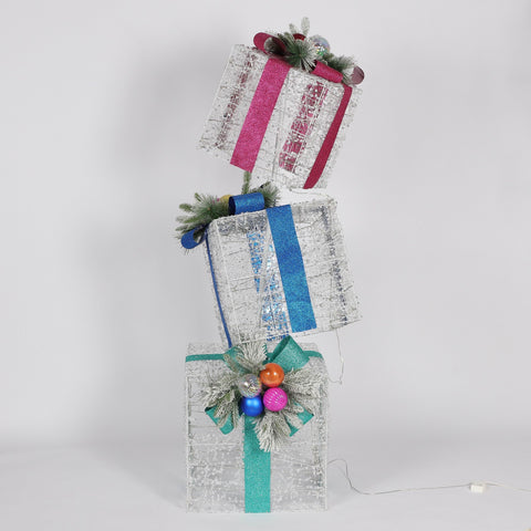 Christmas Outdoor Big Gifts Stack Décor - Pre-Lit Colorful Holiday Decoration