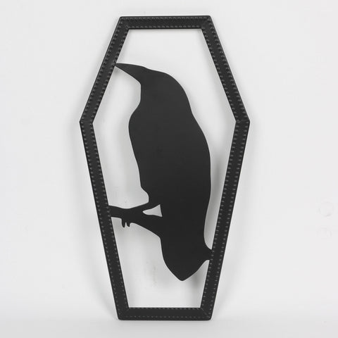 Halloween Black Crow Coffin Wall Décor