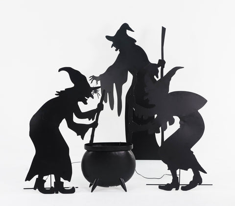 Halloween Lighted Metal Witches W/ Pot 