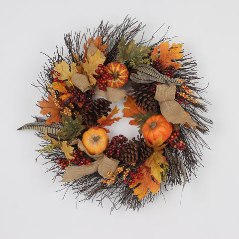Harvest Fall Wreath with Pumpkins