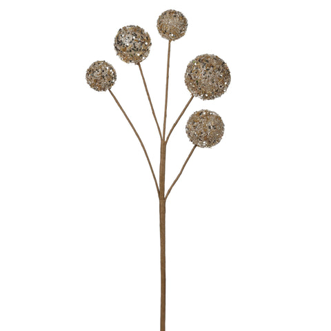 Christmas Sequin Ball Pick Spray in Gold for Trees, Garlands, and Wreaths