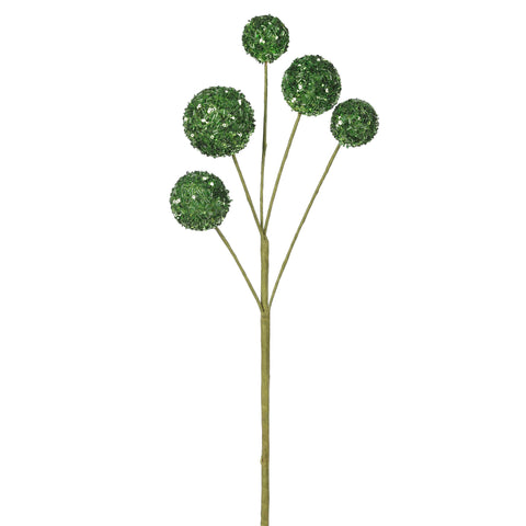 Christmas Sequin Ball Pick Spray in Green for Trees, Garlands, and Wreaths