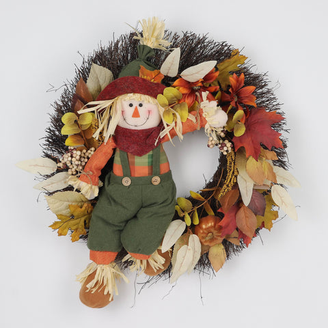 Harvest Wreath with Scarecrow Décor