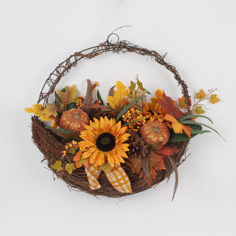 Harvest Fall Sunflower Basket Décor