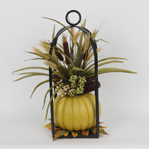 Harvest Yellow Pumpkin Lantern Décor