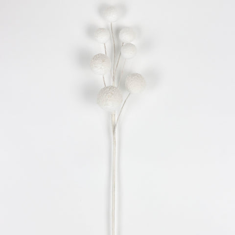 White and Silver Tinsel Ball Spray Pick for Christmas Tree, Garland, and Wreath Decor