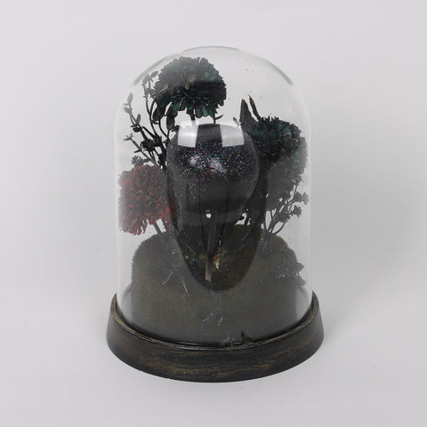 9.5*6.75*6.75'' Black Flower Table Décor W/ Transparent Cover