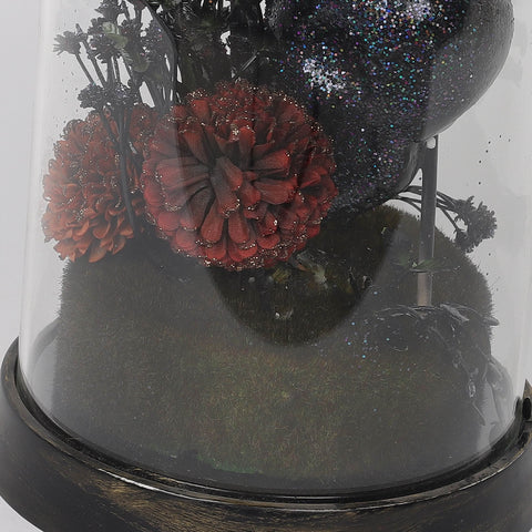9.5*6.75*6.75'' Black Flower Table Décor W/ Transparent Cover