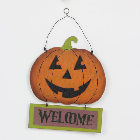 Halloween Welcome Pumpkin Wall Hanger Décor