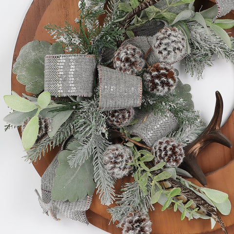Christmas 20.0*7.0''Mdf Wreath Wall Décor W/Bow | Christmas Decor | Festive Holiday Decoration