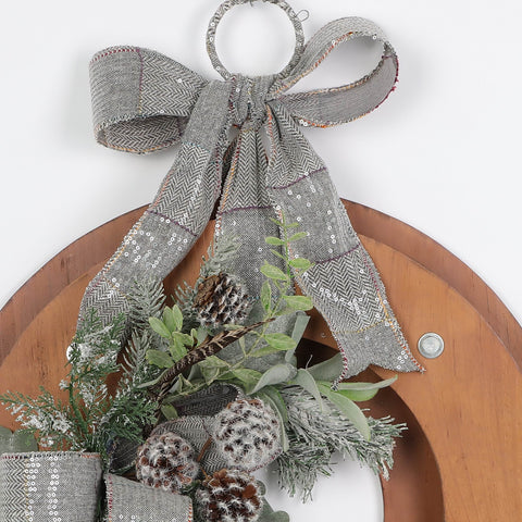 Christmas 20.0*7.0''Mdf Wreath Wall Décor W/Bow | Christmas Decor | Festive Holiday Decoration