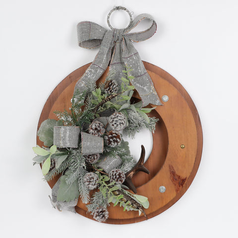 Christmas 20.0*7.0''Mdf Wreath Wall Décor W/Bow | Christmas Decor | Festive Holiday Decoration