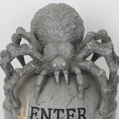 20.5'' Enter At Your Own Risk Tombstone w/ Spider Décor - Outdoor/Indoor Halloween Decoration