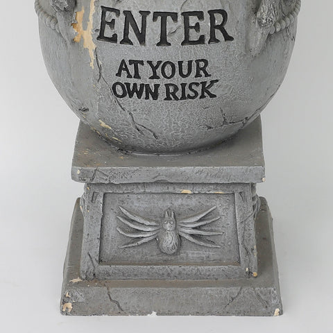 20.5'' Enter At Your Own Risk Tombstone w/ Spider Décor - Outdoor/Indoor Halloween Decoration